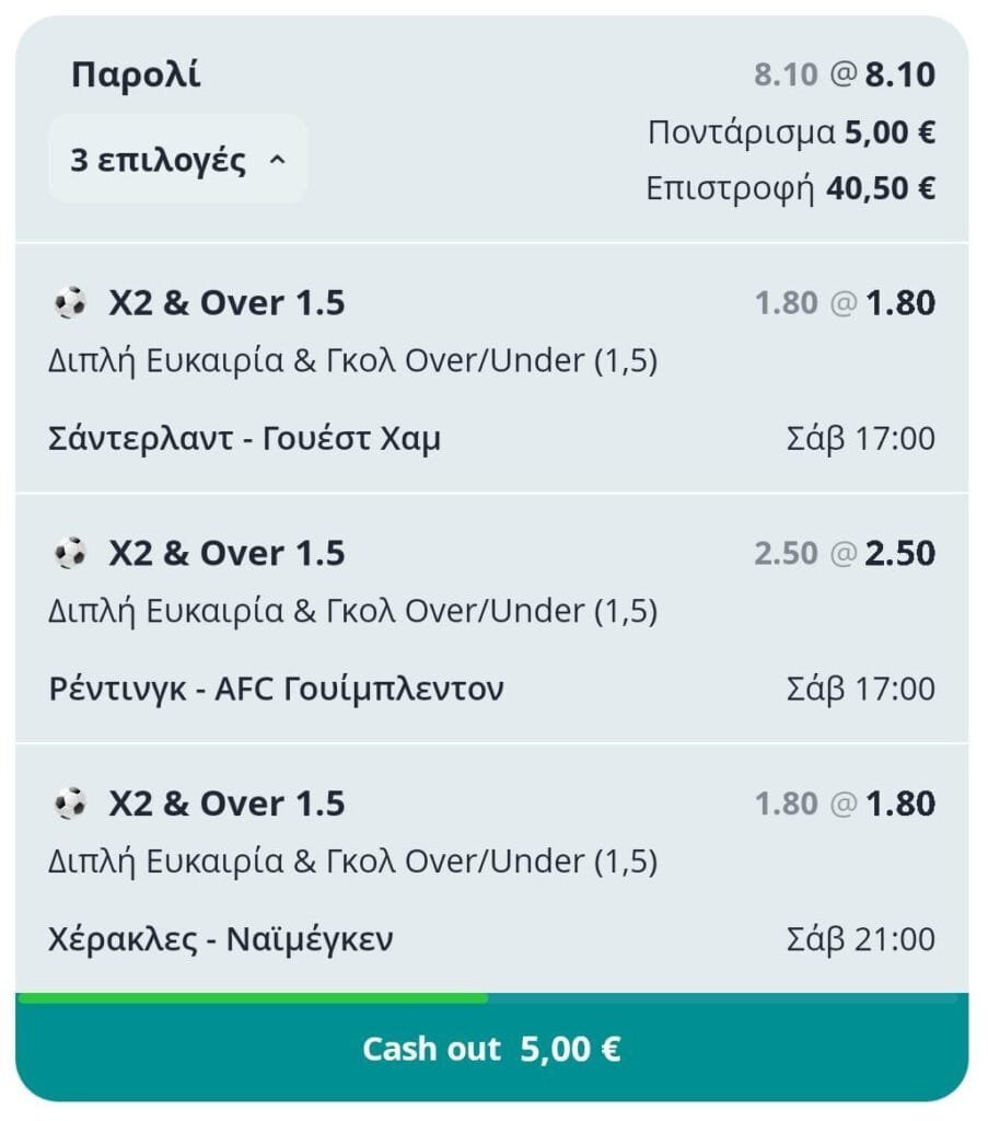 Τριάδα με Προοπτική: Combo Bet Χ2 + Over 1.5 σε Αγώνες-Κλειδιά