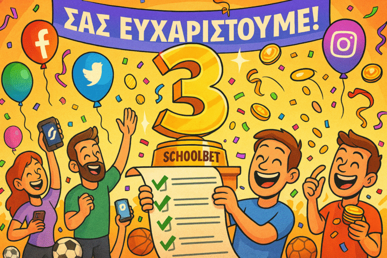 3 χρόνια Schoolbet: Δωρεάν Προγνωστικά & Αμέτρητα Ταμεία!